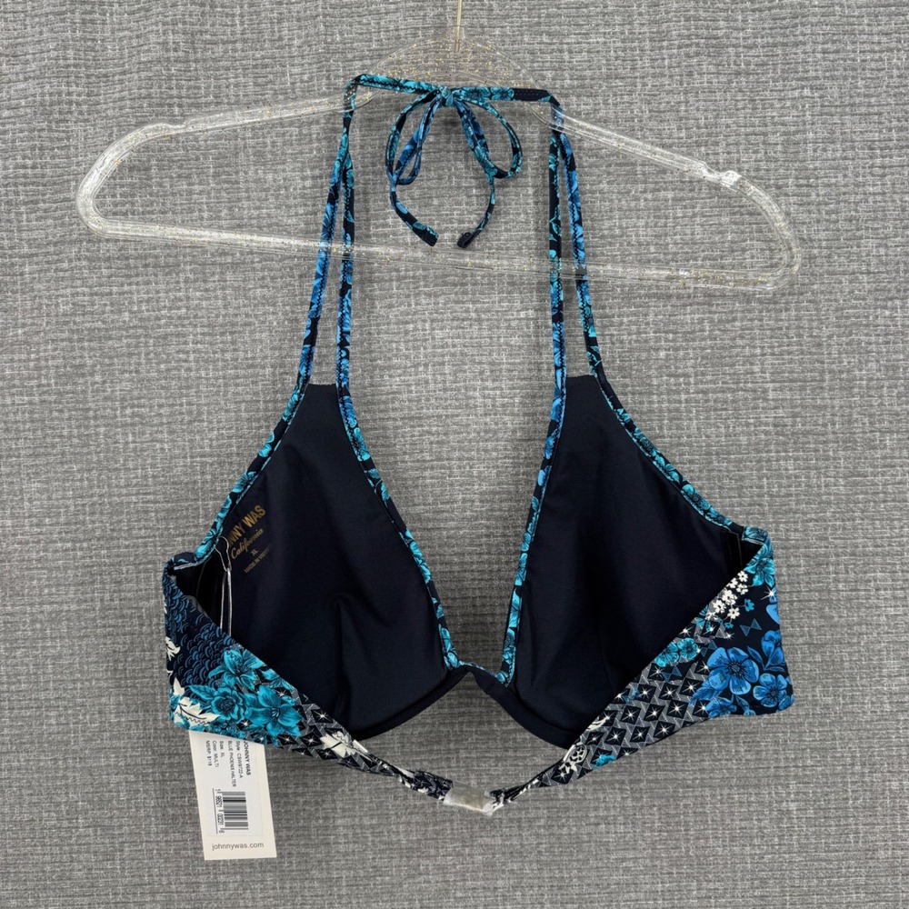 Johnny Was Blue Phoenix Halter Bikini Top Womens XL Floral Boho Boho - Picture 3 of 7